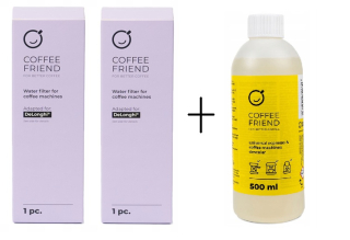 2× vodný filter Coffee Friend pre DeLonghi + odvápňovač 500 ml