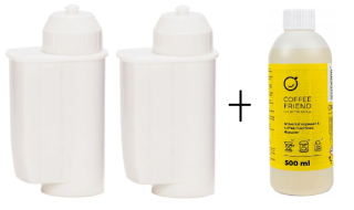 2× vodný filter Coffee Friend pre Siemens / Bosch + odvápňovač 500 ml